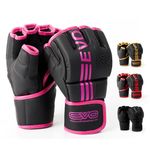 EVO Fitness Matte Black MMA Gloves Martial Arts Mitts Grappling Sparring Men Muay Thai Cage Fighting Boxing Combat Sports Women pink UFC Punching Bag Training (Medium, Pink)