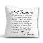 Hug Pillow Personalised Nan Christmas Gift - Mother's Day Gift for Nana Nanna Granny Nannie Gran - Sending Hugs Cushion - Custom Grandma Birthday Gift from Granchildren - Love Nanny Present