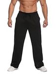 Deyeek Men's Lightweight Sweatpants Open Bottom Loose Fit Sweat Pants for Men Straight Leg Casual Lounge Pants with Pockets Black