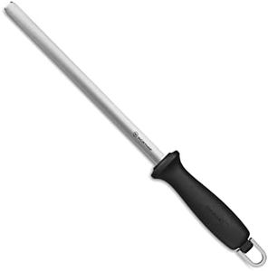 Wüsthof 9 Inch Diamond Sharpening Steel, Black/Silver