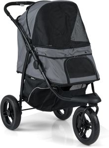 COSTWAY Dog Stroller – Grey Pet Carrier with Foldable Design