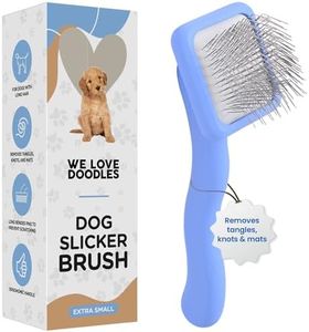 We Love Doodles Dog Slicker Brush for Grooming Pet Hair - Best Brushes For Poodle & Golden Doodle - Long Haired Brush For Dogs - Goldendoodle Long Pin Brush For Dematting (Extra Small)