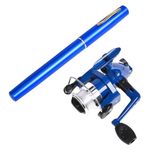 Mini Pen Fishing Rod Portable Rotating Wheel Fishing Rod,40 inch Telescopic Fishing Rod with Reel Mini Pole Rotating Fishing Wheel for Outdoor Fishing Accessories (Blue)