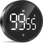 LIORQUE Digital Kitchen Timer Magnetic Countup Countdown Kitchen Timer with Large LED Display Adjustable Volume for Kids and Seniors (Black)