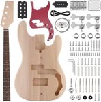 ZEFF DIY Electric Bass Guitar Kits, Basswood Body, Maple Neck and Rosewood Fingerboard, Right, H Pickups, All Accessories Included, Adjustable