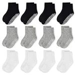 Toddler Socks Grip Non Slip 12 Pairs Baby Boy/Girl High Ankle Sticky Floor Socks For 1-3T Boy Kids