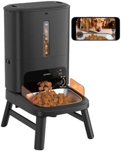 Automatic Dog Feeder for Large Breed with Camera - 15L/ 64 Cups Anti-Clog 5G WiFi Dog Food Dispenser for 2-23mm Kibble, Elevated Stand, Large Food Tray, 1080P HD Video with Night Vision, Keeps Fresh