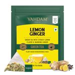 VAHDAM Lemon Ginger Green Tea - 50 TB | Boosts Metabolism & Supports Immunity | Ginger, Tulsi, Orange Peel & Black Pepper | Low Caffeine | Non-GMO