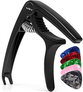 UGY® Capo Guitar Capo for Acoustic and Electric Guitars, Guitar Capo or Ukulele Capos - Black with 5 Picks