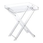 Acrylic Folding Tray Table - Modern Chic Accent Desk - Kitchen and Bar Serving Table - Elegant Clear Design - by Designstyles