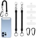 JingRoom Phone Lanyard Tether with Patch, 2Pack of Anti Theft Phone Strap with Carabiner for Father's Day Gift,Anti-Drop Outdoor Skiing Hiking Cycling Climbing (2*Tether+ 4*Patch + 2*Carabiner Clip)