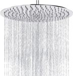 Rain Shower Head, 12 Inch Round High Pressure Showerhead, VIGIME Ultra-Thin Stainless Steel 304 High Flow Rainfall Shower Head with Silicone Nozzle - Chrome