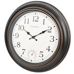 Large Outdoor Clock Waterproof 18" - Outside Wall Clocks with Thermometer for Patio Pool Garden Decor,Bronze