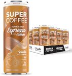 SUPER COFFEE Espresso, Iced Keto Coffee (0g Added Sugar, 90 Calories) [Vanilla] 11 Fl Oz, 12 Pack | Smart Coffee Drink - SoyFree GlutenFree
