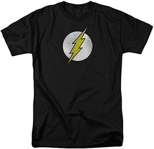 DC Comics Men's The Flash Short Sleeve T-Shirt, Distressed Black, Large