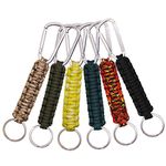 6 Pack Different Color Paracord Keychain Carabiner, DaKuan Military Braided Lanyard Keychain for outdoor Survival, Camping, Hiking, Hunting, Fishing