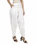 Prabha creations Women's 100% Cotton semi Patiyala Pant with Pocket White