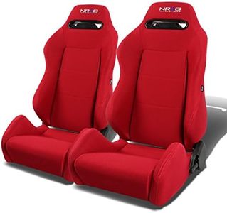 NRG Innovations NRG RSC-220-NRG Pair of Type-R Universal Racing Seat with Red Stich and NRG Logo, 33 (H) x 22 (W) x 21.5 (D) Inches, Driver and Passenger Side, Red