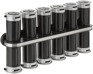 Zevro KCH-06101 Zero Gravity Wall-Mount Magnetic Spice Rack, Black/Silver - Set of 12