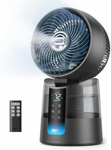 DREO TurboCool Misting Fan 516, 150°+30° Omni-directional Oscillating Cooling Fans that Blow Cold Air, 26 ft/s Wind, Ultrafine Mist, 20dB, 1.3L Tank, 6 Speeds 2 Modes, Remote Control, Indoor, Grey