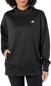 adidas Women's Aeroready Game and Go Fleece Hoodie, Black/White, Small