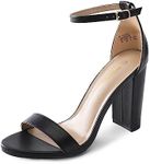 DREAM PAIRS Womens Hi-Chunk High Heel Pump Sandal Black Pu - 10