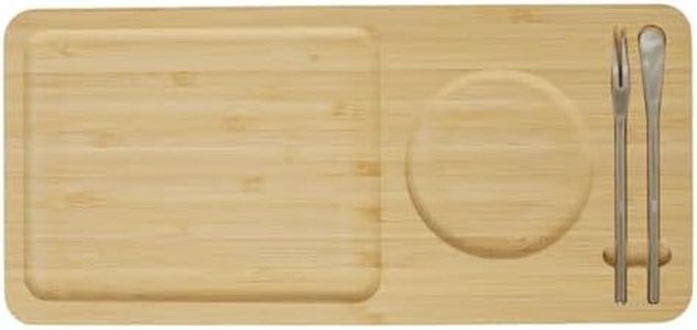 Ninebendstreams Small Bamboo Serving Tray with a Fork and Spoon Premium 12.8”x5.9” Rectangular Bamboo Tray for Breakfast，Coffee Table，Kitchen, Fruit ，Ottoman and Party，（Natural Light Bamboo）