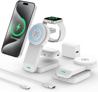 Foldable Magnetic Wireless Charger Compatible with Apple Devices,3 in 1 Wireless Charging Station for iPhone 15/14/13/12,Apple Watch Ultra 2/Ultra/Seires 9/8/7/6/5/4/SE/SE 2,Air-Pods 3/Pro/2 (White)