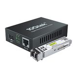 Gigabit Ethernet Media Converter with a 1Gb SFP SX LC Multimode Module, 10/100/1000M RJ45 to 1000Base-SX, up to 550m, with a British Power Supply