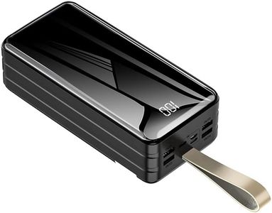 HYH Power Bank Large Capacity 60000 mAh, Portable Battery with Digital Display, Mirror Reflective Portable Battery with Four Outputs for iPhone Android Phones (Black)