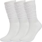 BomKinta Slouch Socks for Women Long Knee High Slouchy Socks Soft Scrunch Boot Socks Size 5-11 3 Pair Pack White White White