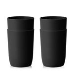 Plastic Cups Reusable Unbreakable Tumblers, Set of 4 Travel Mugs, Mouthwash Bathroom Cup Stackable, Plastic Water Cup 280ml for Adults Kids, Dishwasher & Microwave Safe (Black)