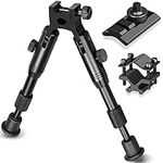 KEENZO 3 in 1 Adjustable Tactical Rifle Bipod Height from 6.3" to 6.9", Lightweight Swivel Stud Rail Mount Adapter + Barrel Clamp for Hunting Picatinny Rail