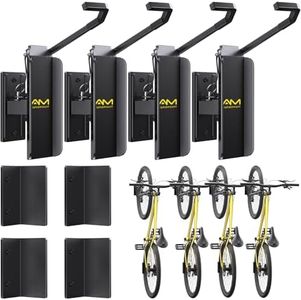 AM alphamount Swivel Bike Wall Mount, Metal Wall Bike Rack with Durable Sleeves, Space-Saving Vertical Bike Rack with 180° Swivel for Home and Garage, Bike Wall Mount Up to 66 lbs, 4-Pack
