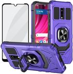 Ailiber for Tracfone BLU View 4 Case, BLU B135DL Case with Screen Protector, Ring Kickstand for Magnetic Car Mount, Military Grade, Heavy Duty Shockproof Rugged Durable Phone Cover for View 4-Purple