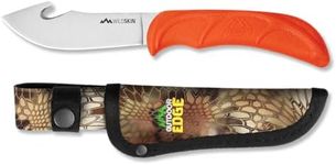 OUTDOOR EDGE WildSkin - 4.0" Fixed Blade Gut-Hook Skinning Knife for Big Game Hunting with Camo Nylon Belt Sheath