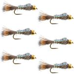 The Fly Fishing Place Bead Head Nymph Fly Fishing Flies - Flashback Gold Ribbed Hare's Ear Trout Fly - Nymph Wet Fly - 6 Flies Hook Size 10