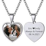 GOLDCHIC JEWELRY Personalised Heart Photo Necklace for Women, Engraved Picture Jewelry Memorial Necklaces Stainless Steel/Gold, Customized Photo Gifts for Mum Daughters