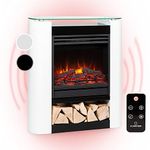 Klarstein Electric Fireplace, Electric Fire and Surround Mantel Suite, 1800W LED Flame Fire Place with Remote Control, Timer, and Auto Temperature Control, Indoor Log Effect Wood Burner, Fan Heater