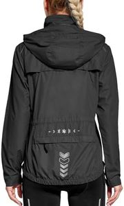 FitsT4 Sports Women's Cycling Running Jackets Lightweight Windproof Bike Windbreaker Reflective with Hood Black Size 2XL