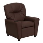 Flash Furniture Contemporary Kids Recliner with Cup Holder, Leather, Brown LeatherSoft, Set of 1