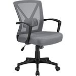 Yaheetech Office Chair Adjustable Computer Chair Ergonomic Fabric Mesh Swivel Chair Study Chair with Armrest and Lumbar Back Support for Home Office Work Task Dark Grey