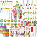 Glenmal 241 Pcs Fiesta Party Favors Mexican Party Favors Gift Cups Straws Necklace Beads Wristband Tattoo Stickers Keychains Badges Stickers Greeting Tag for Fiesta Cinco De Mayo Mexican Decorations