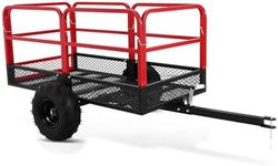 Garvee ATV Trailer Garden Dump Cart Tow Behind, 1500 LBS 22 Cubic Feet Heavy Duty Steel Pull Behind Yard Wagon Cart with 2 Wheels, for Lawn Mower Tractor, ATV, UTV