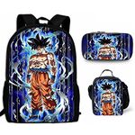 NEWADA Goku Backpack with Lunch Box Pencil Case for Elementary School Book Bag Set