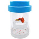 Kirmoo Floating Fish Breeding Isolation Box for Aquarium Tank Plastic Mesh Hatchery Incubator Breeder Box for Baby Fish Betta Shrimp Clownfish Guppy (Blue, Small)