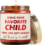 Favorite Child Soy Candle, Lavender & Vanilla Scent - Funny Gift for Parents from Kids | Mom Birthday Gift from Son, Dad Christmas Gifts from Daughter | Anniversary Present Idea from Children