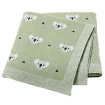 LAWKUL Baby Blanket for Newborn 100% Cotton Soft Knitted Blankets Boy Girls Comforter Koala 100x80cm Green