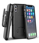 iPhone X/iPhone Xs Case with Belt Clip Holster, Encased Slim Fit Holster Shell Combo (w/Rubberized Grip Finish) for Apple iPhone X/Xs (Black)