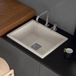 Hardstone Quartz Kitchen Sink (18 x 24 x 8.5 In, 10mm Thickness) – Granite Finish Single Bowl Sink with Waste Coupling & PVC Pipe – Smooth Finish, Non-Fading, UV Protection, Scratch & Heat Resistant